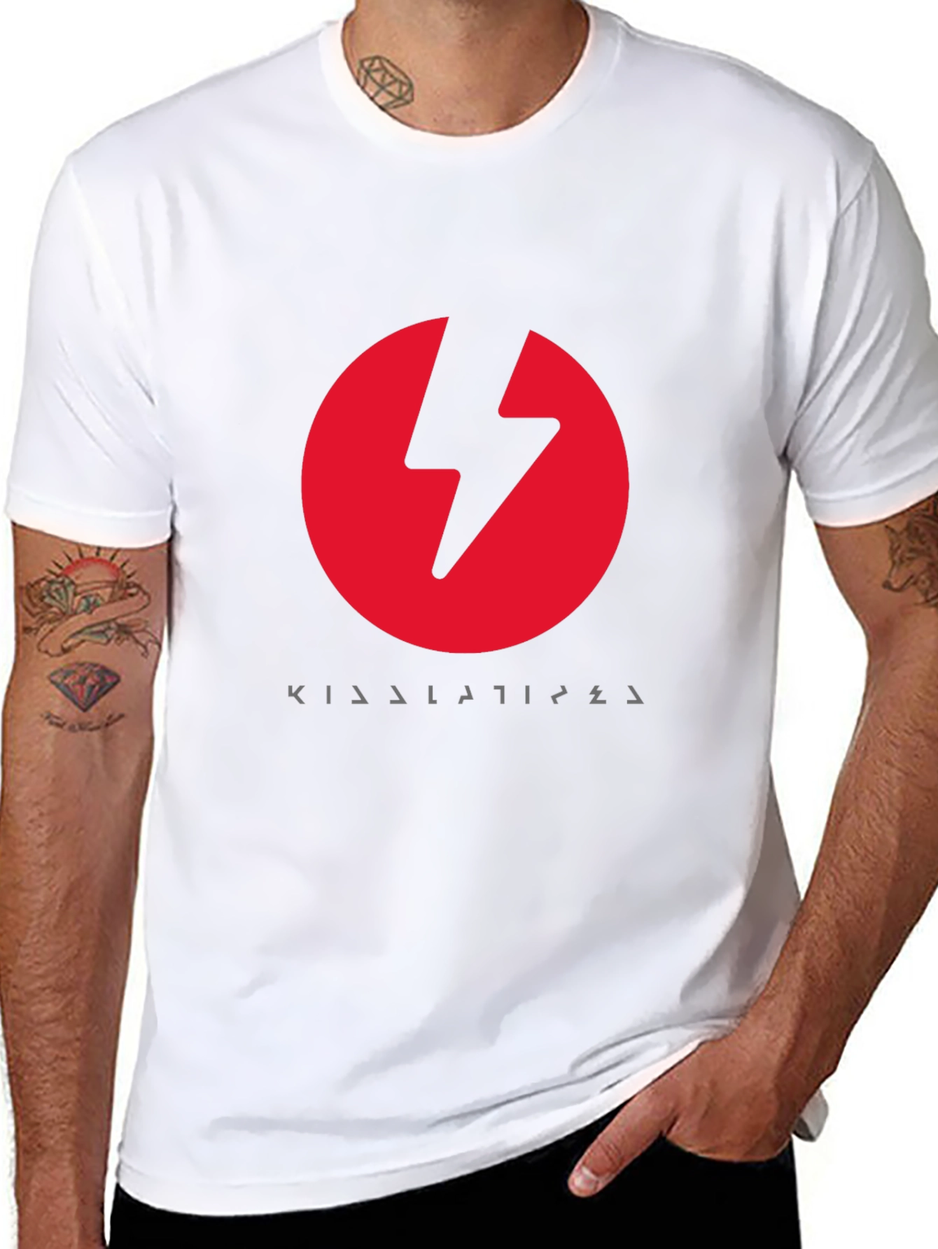 Red Lightning Bolt Black T-Shirt