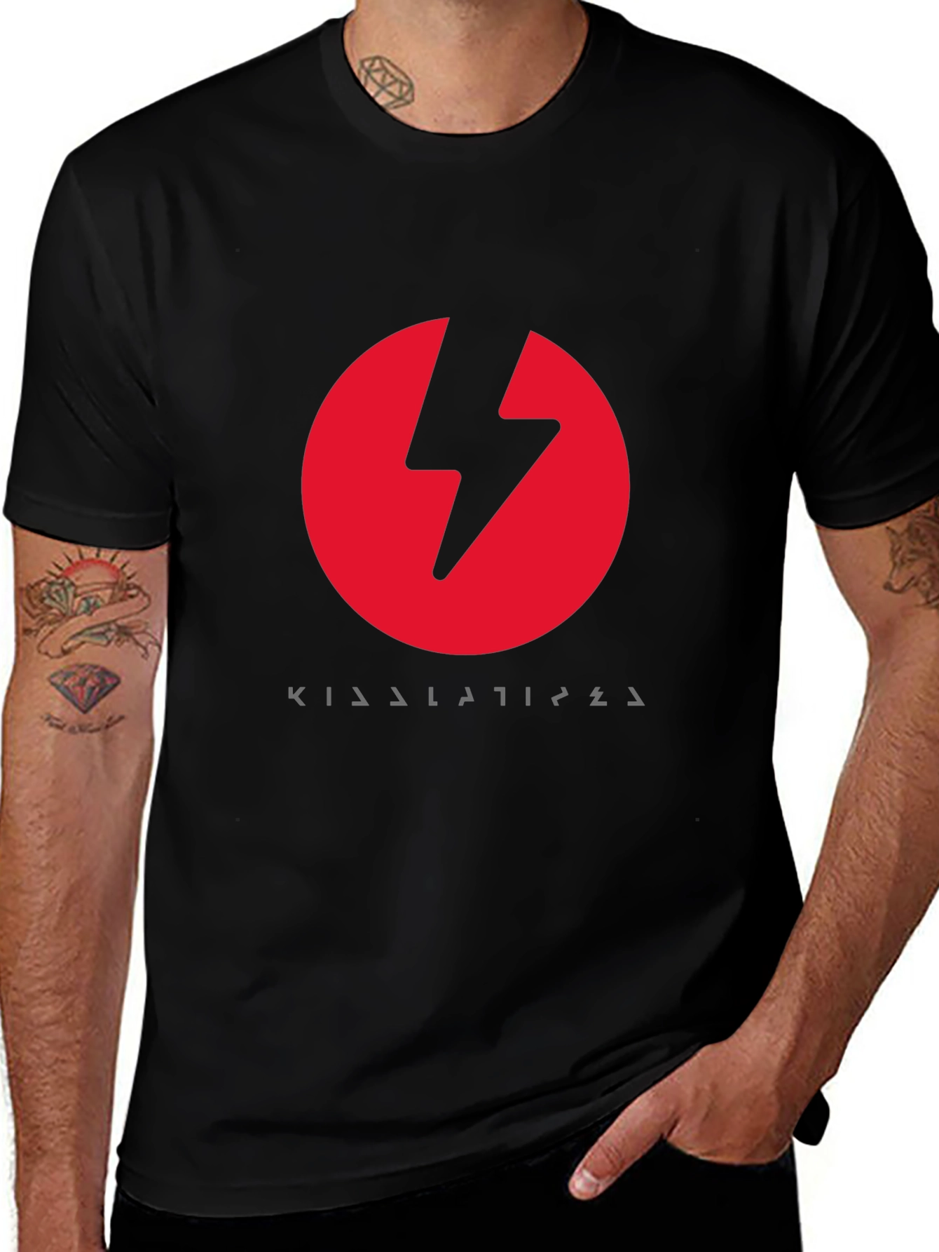 Red Lightning Bolt Black T-Shirt