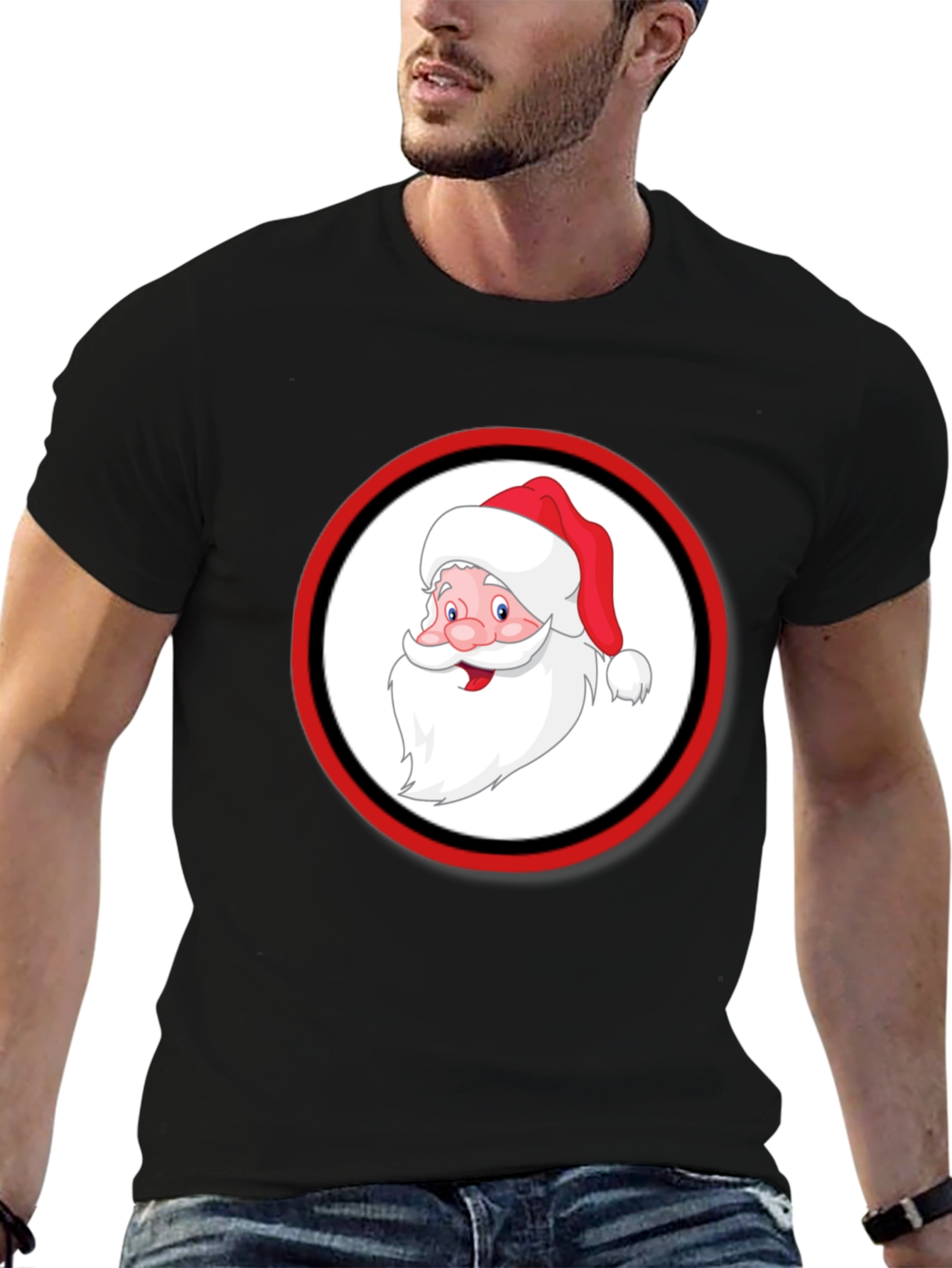 Santa Claus Graphic Black T-Shirt
