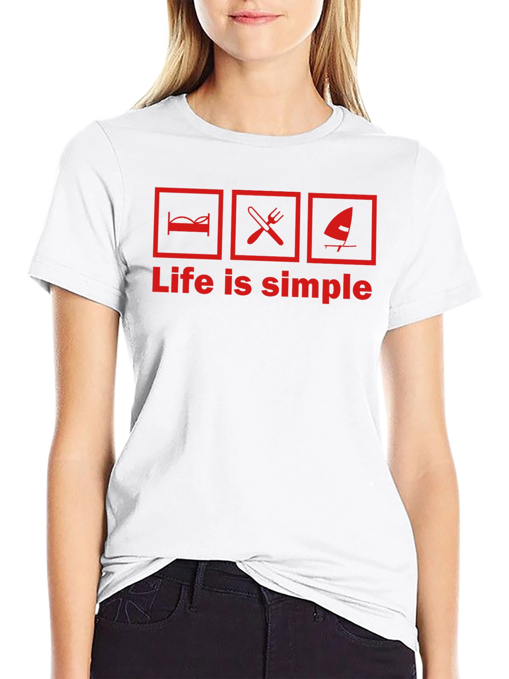 Life is Simple Graphic T-Shirt - Bed Food Windsurfing