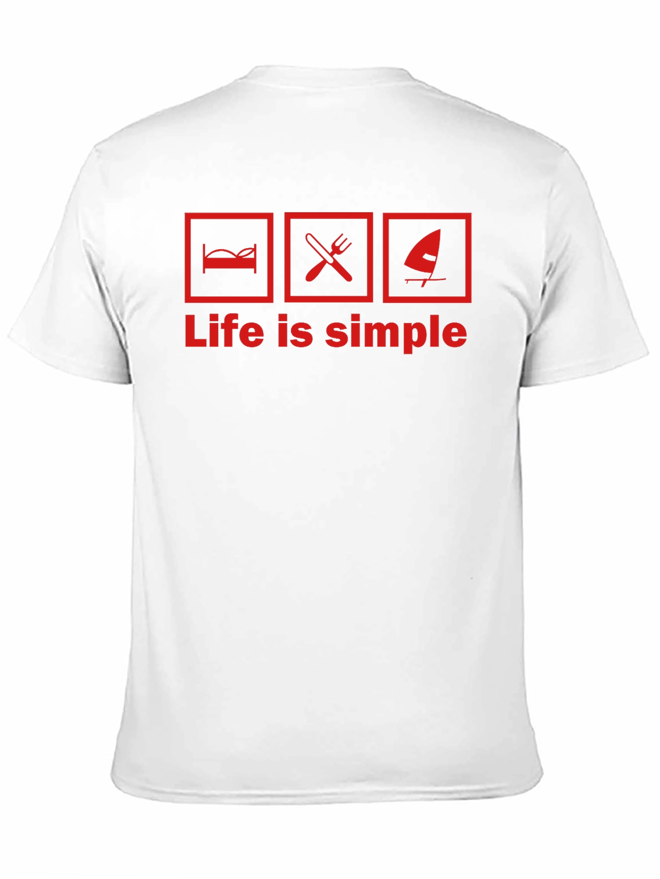 Life is Simple Graphic T-Shirt - Bed Food Windsurfing