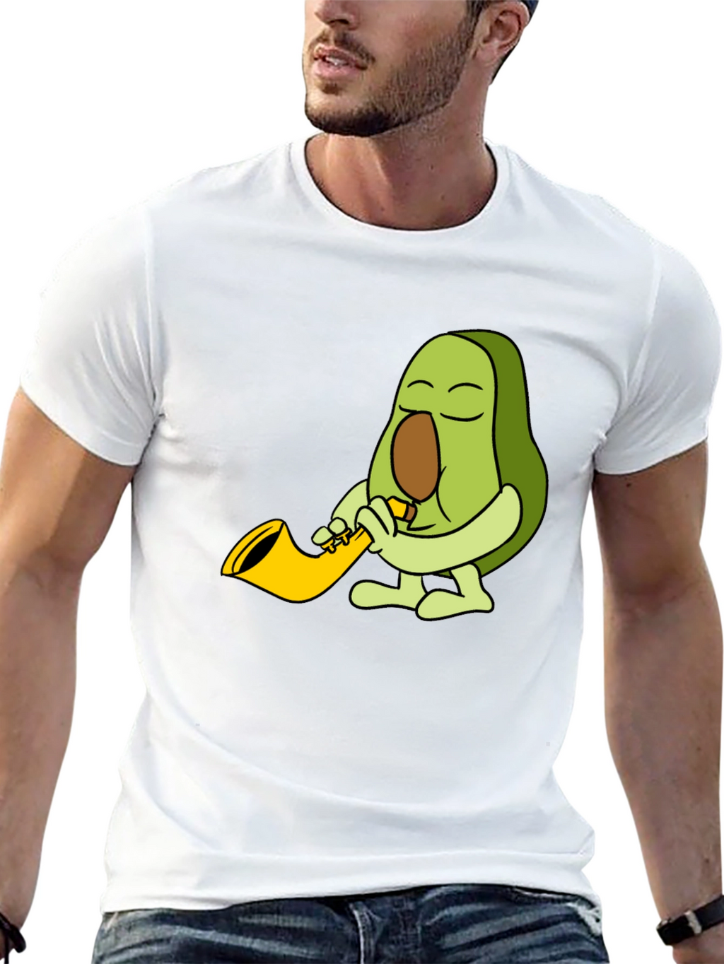 Avocado Sax Player Graphic T-Shirt