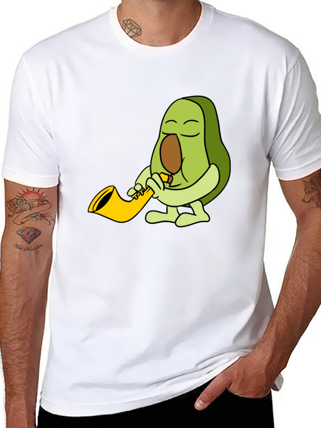 Avocado Sax Player Graphic T-Shirt