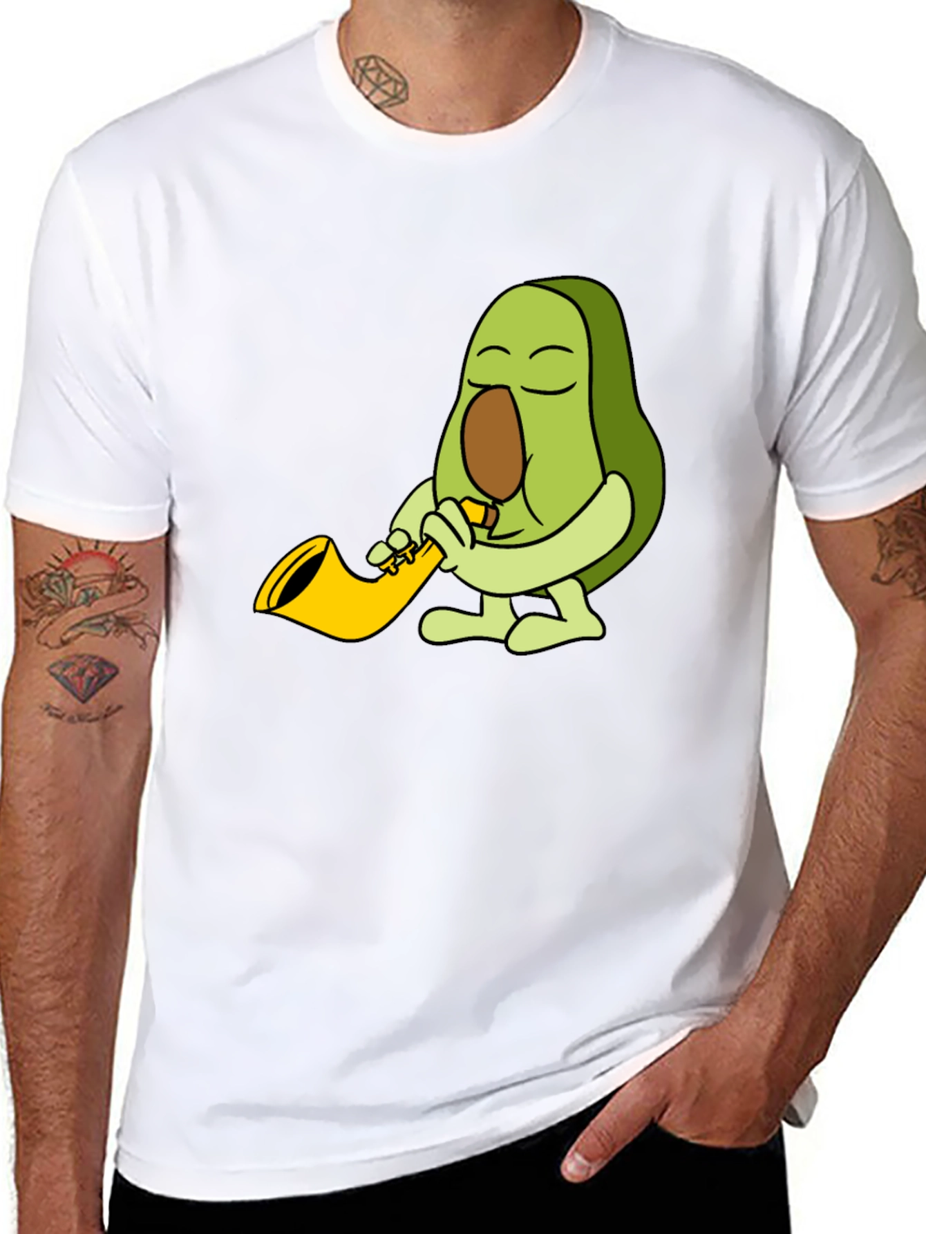 Avocado Sax Player Graphic T-Shirt