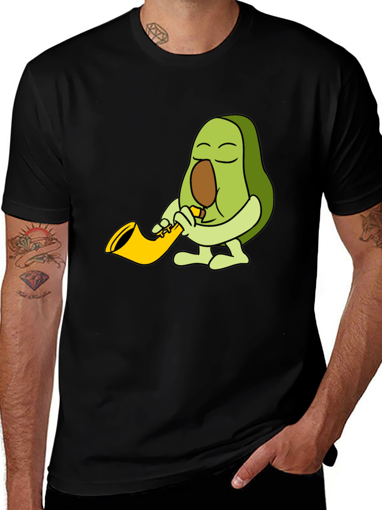 Avocado Sax Player Graphic T-Shirt