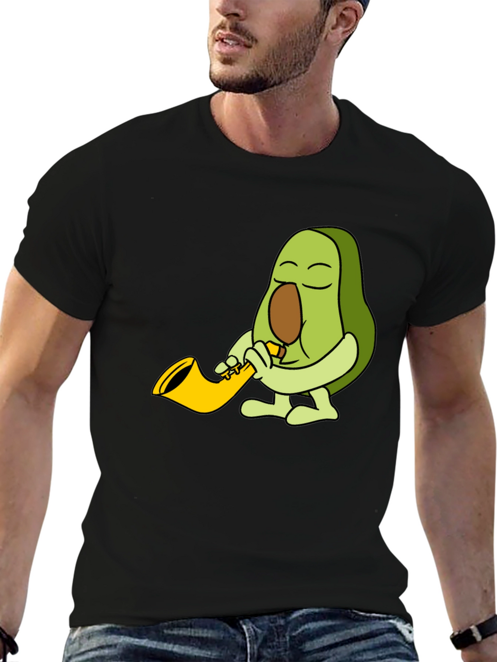Avocado Sax Player Graphic T-Shirt