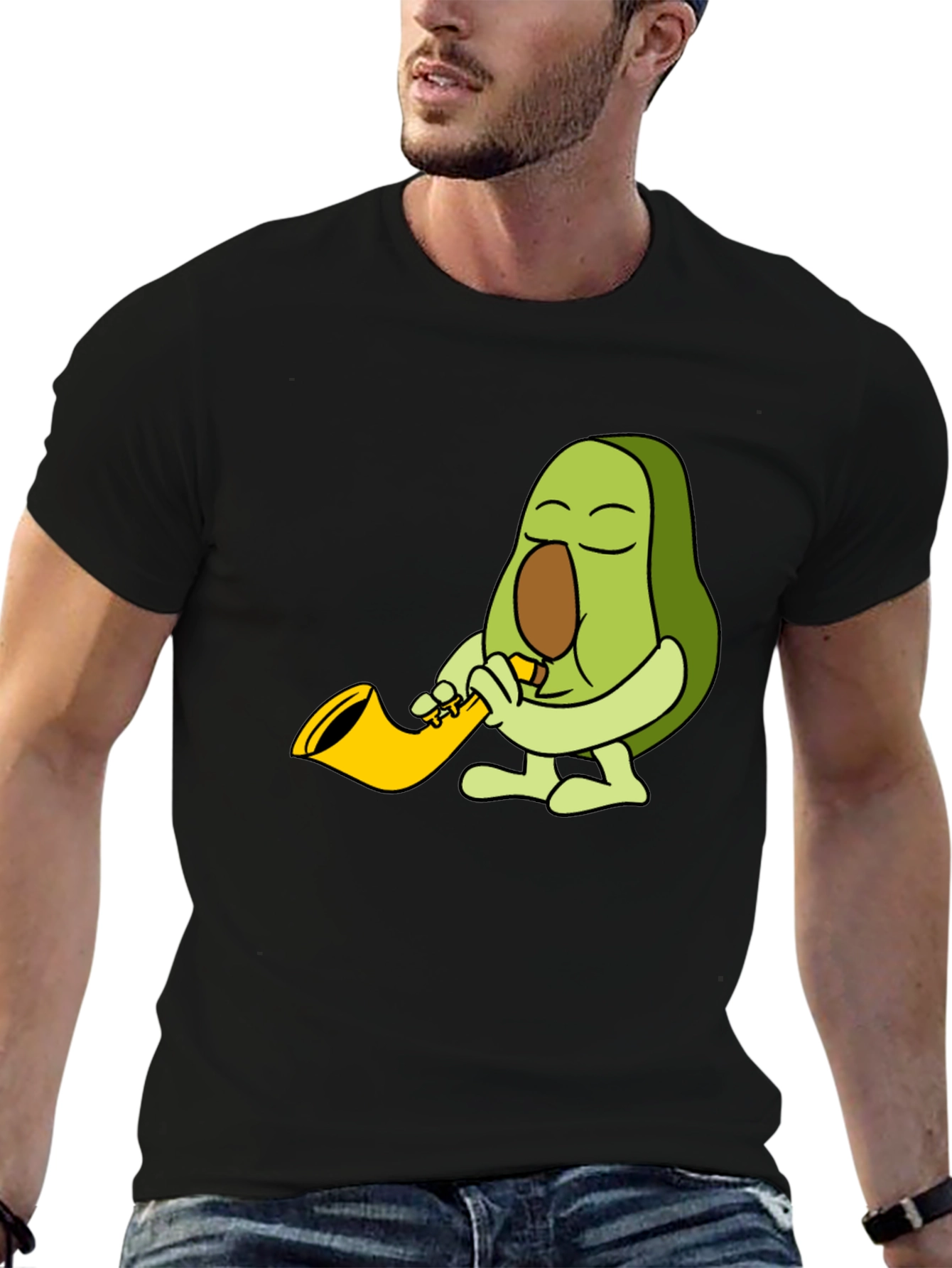 Avocado Sax Player Graphic T-Shirt