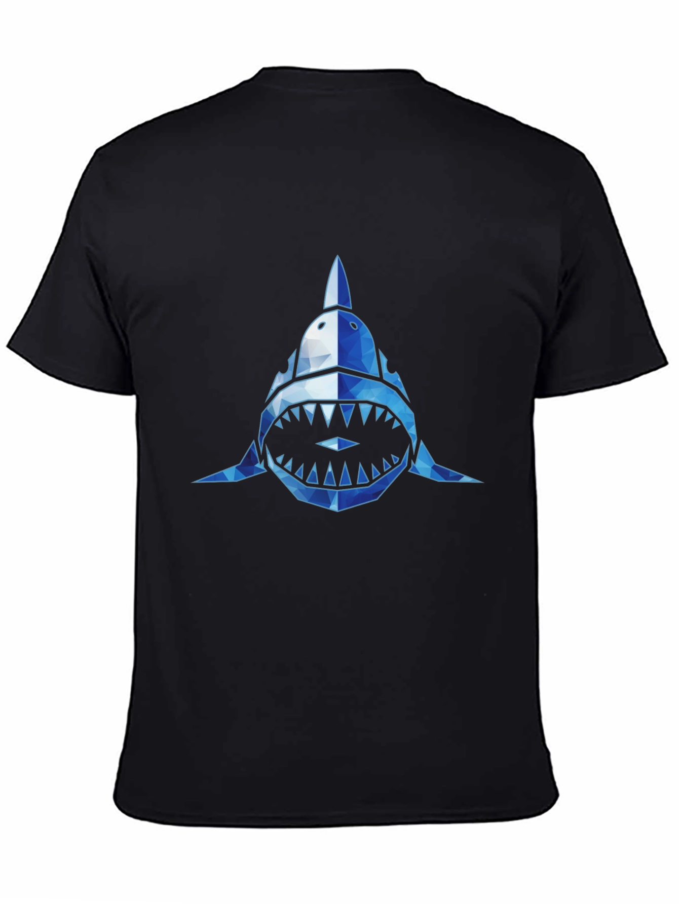 Geometric Shark Graphic Tee - Black Short Sleeve Shirt