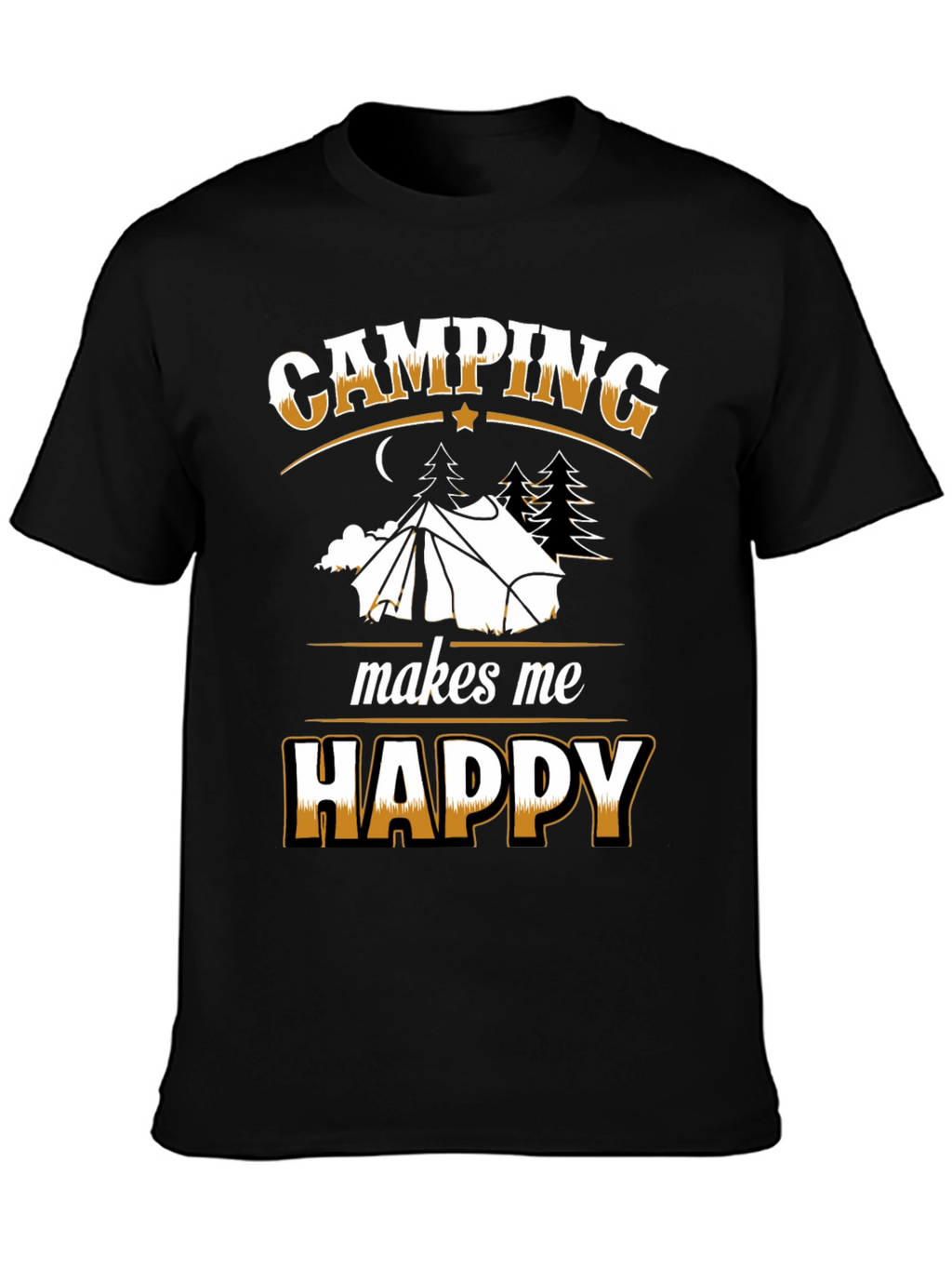 Camping Makes Me Happy Black T-Shirt