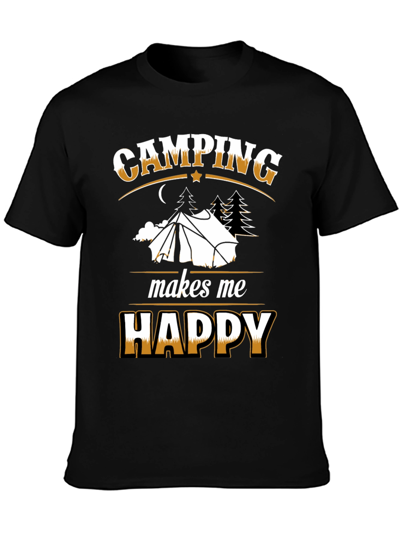 Camping Makes Me Happy Black T-Shirt