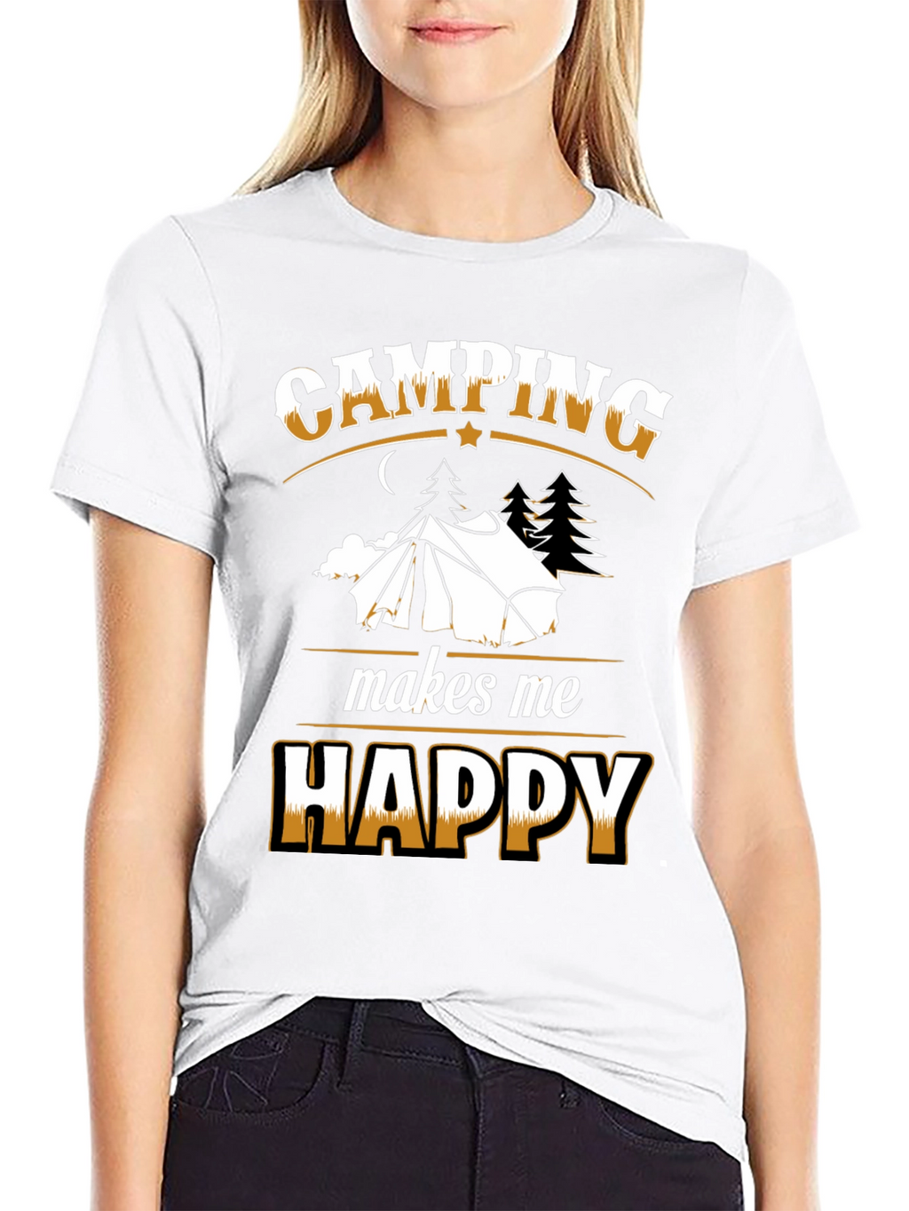 Camping Makes Me Happy Black T-Shirt