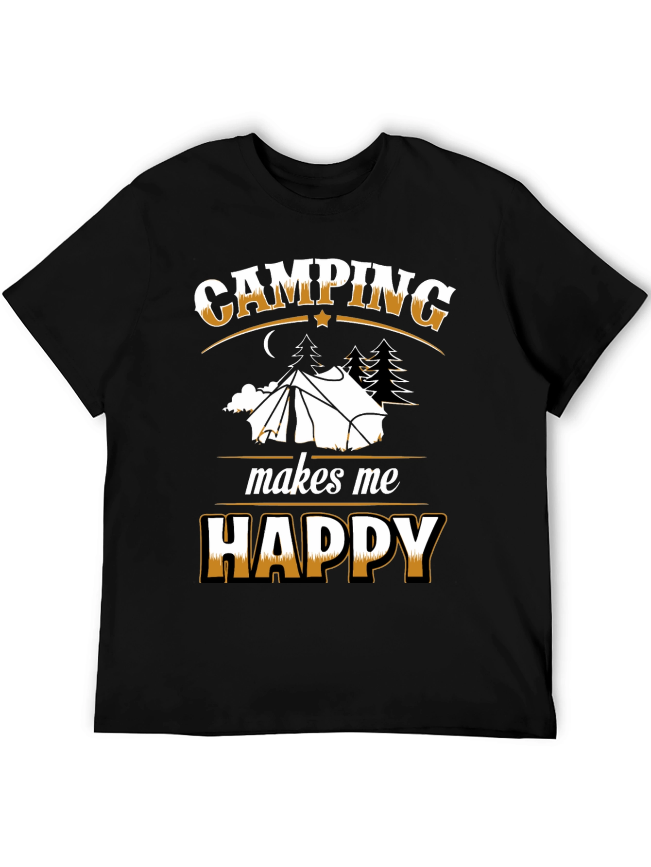 Camping Makes Me Happy Black T-Shirt