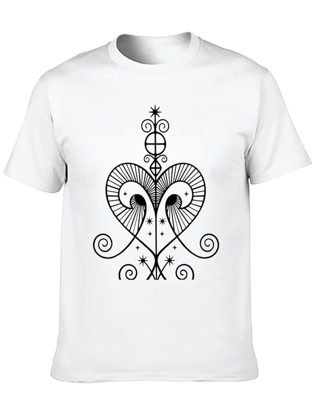 Elegant Black T-Shirt with Mystical Veve Design