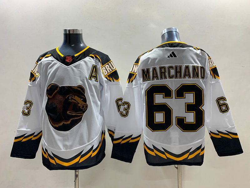 Men's Boston Bruins Brad Marchand #63 White Player Game Jerseys