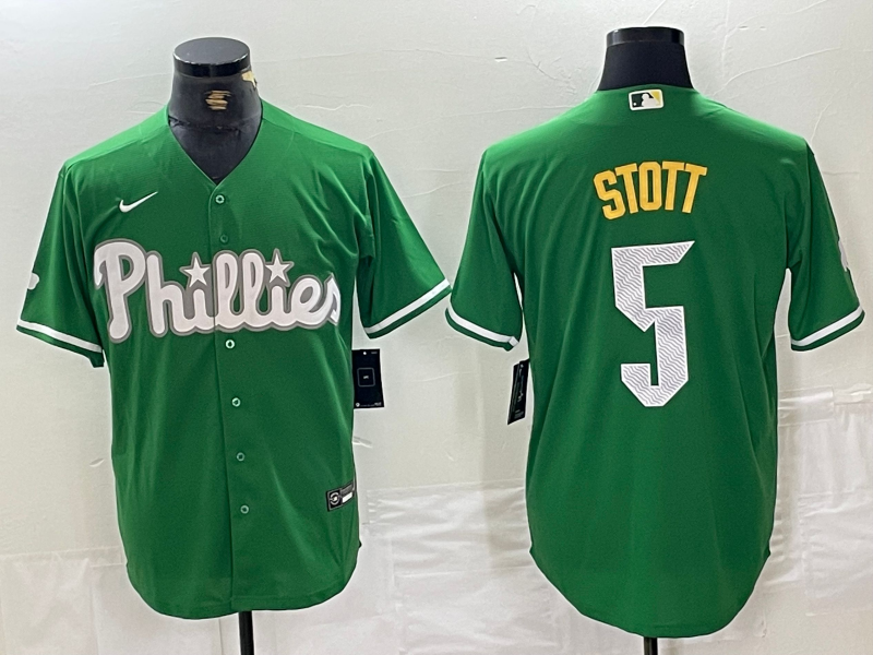 Men's Philadelphia Phillies Bryson Stott #5 Green Replica Player Jerseys