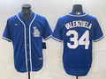 Men's Los Angeles Dodgers Fernando Valenzuela #34 Blue Limited Player Jerseys