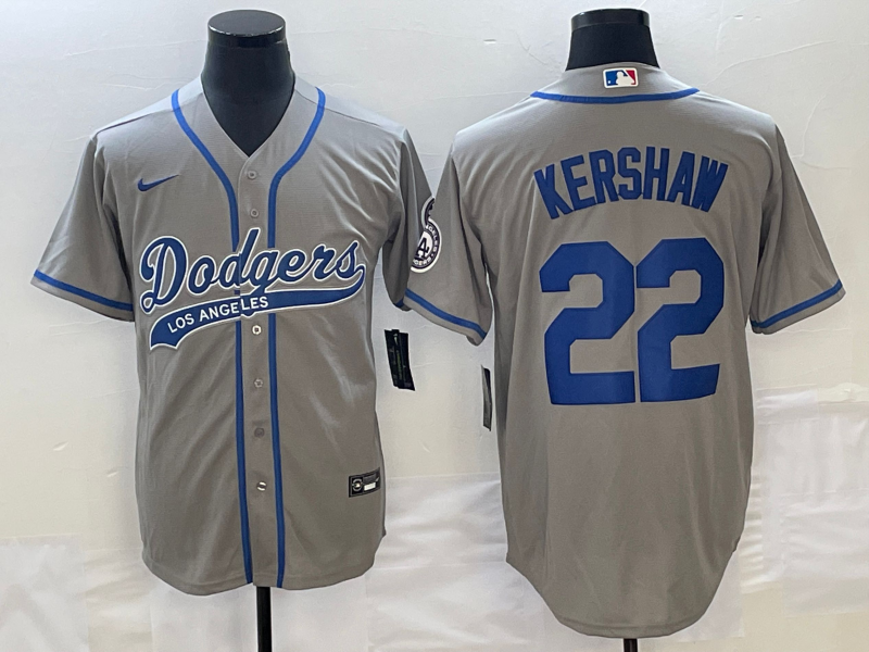 Men's Los Angeles Dodgers Clayton Kershaw #22 Gray Player Jerseys Joint Edition