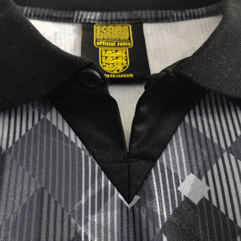 1990 England Black Special Version Retro Soccer Jersey(Have umbro 有茵宝) Detail 3
