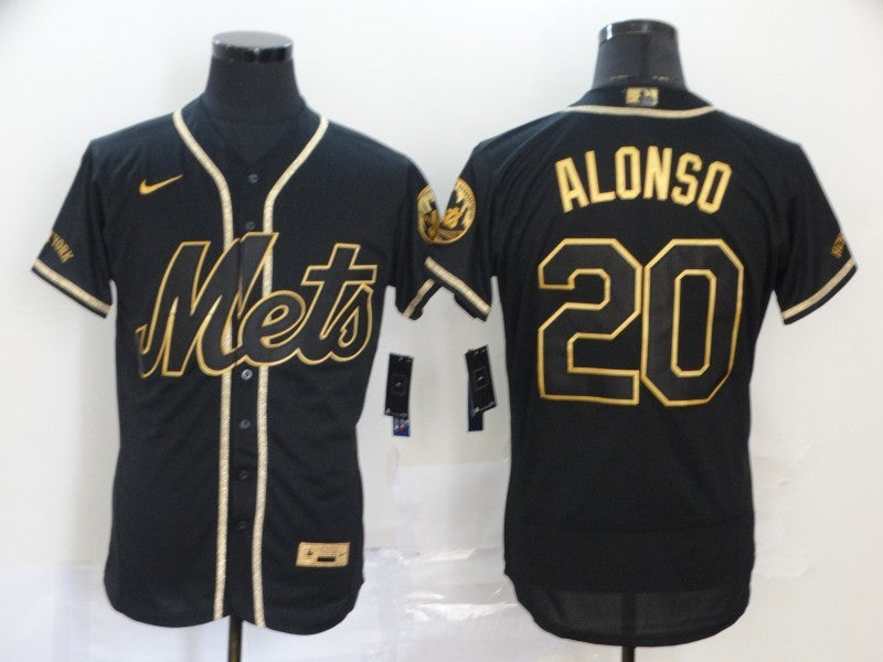 Men's New York Mets Pete Alonso #20 Black Stitched Jerseys