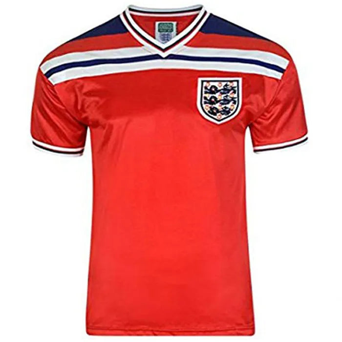 1982 England Away Red Retro Soccer Jersey Front