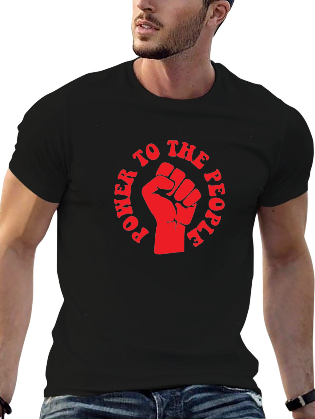 Power to the People Fist Graphic T-Shirt - Black