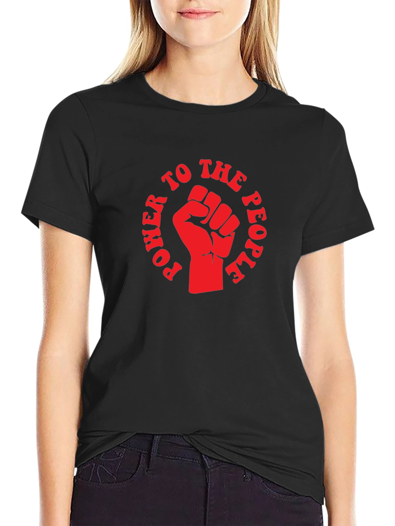 Power to the People Fist Graphic T-Shirt - Black