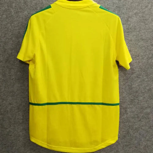 2002 Brazil Home Yellow Retro Soccer Jersey Back