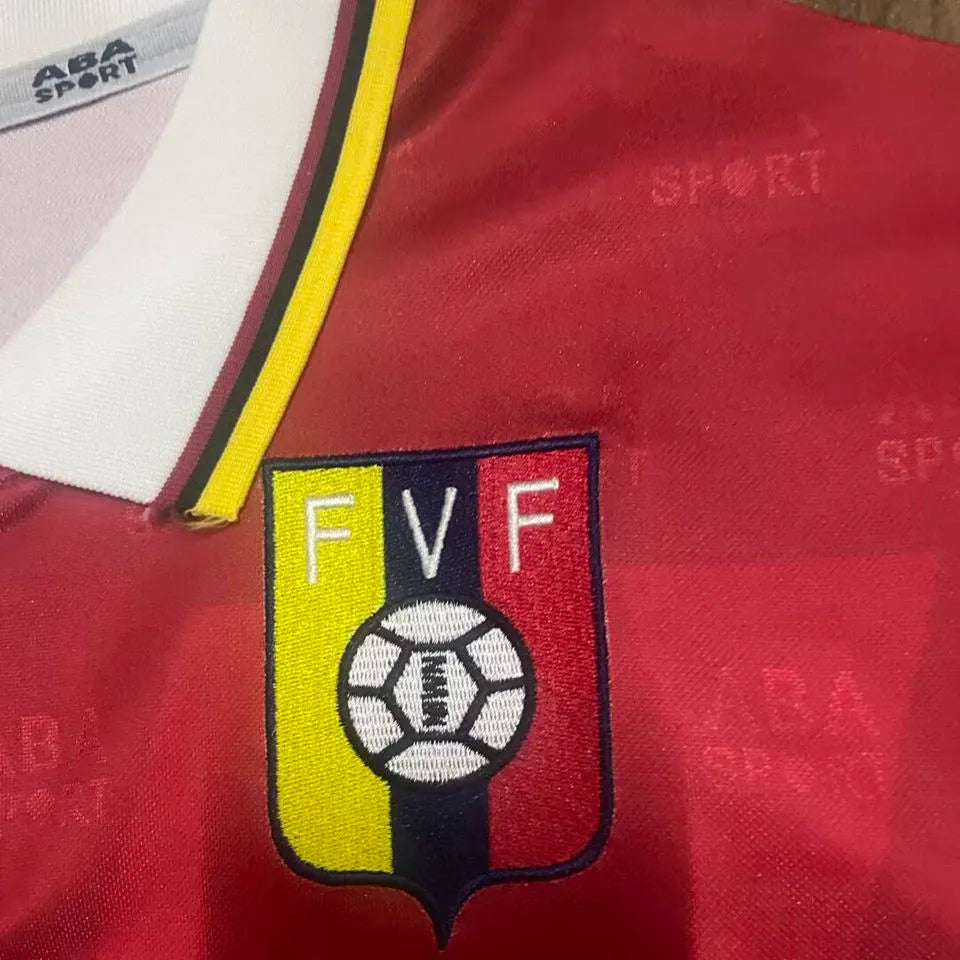1998 Venezuela Home Red Retro Soccer Jersey Detail 2