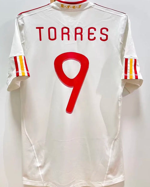 2011/12 Spain Away White Retro Soccer Jersey（Have 2010 World Cup Champion Patch 带胸前2010世界杯冠军章) Back