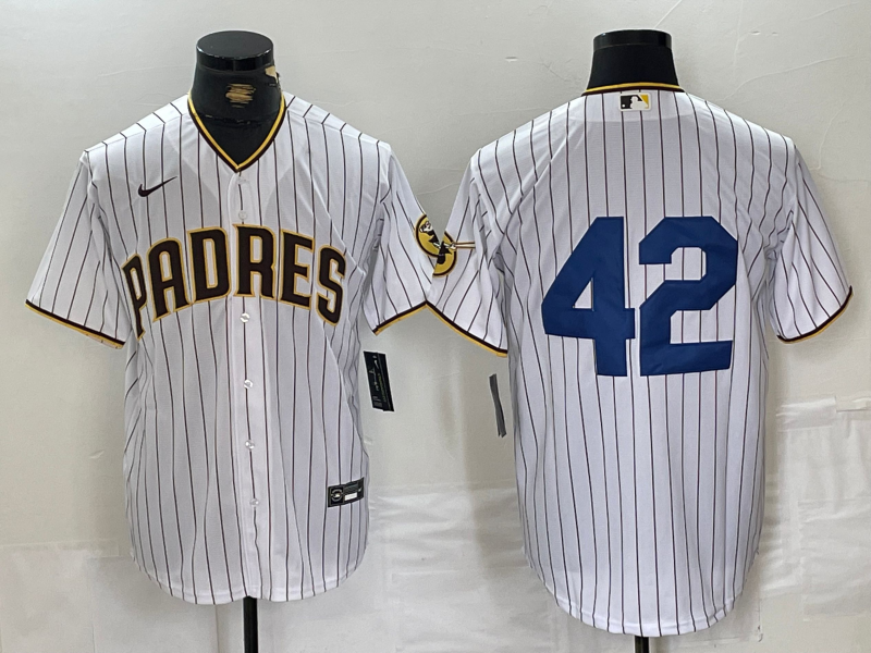 Men's San Diego Padres #42 White 2024 Jackie Robinson Day Home Limited Jerseys