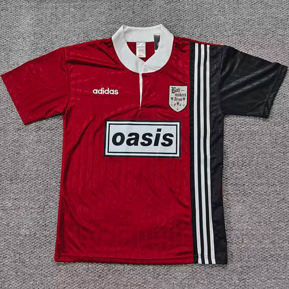 1996 AD x oasis x Bolt Makers Arms Red Retro Fans Soccer Jersey Front