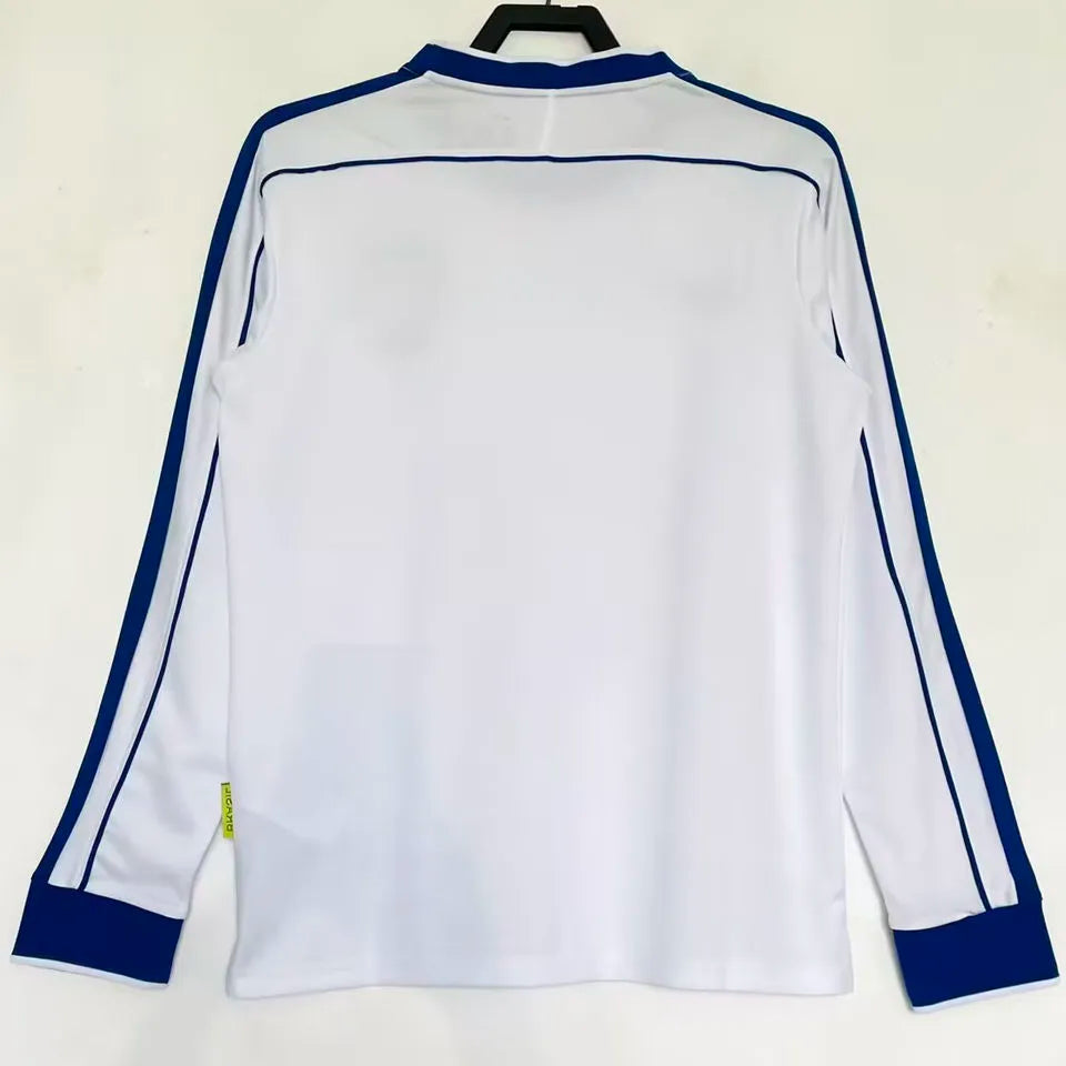 1998 Brazil White Retro Long Sleeve Soccer Jersey Back