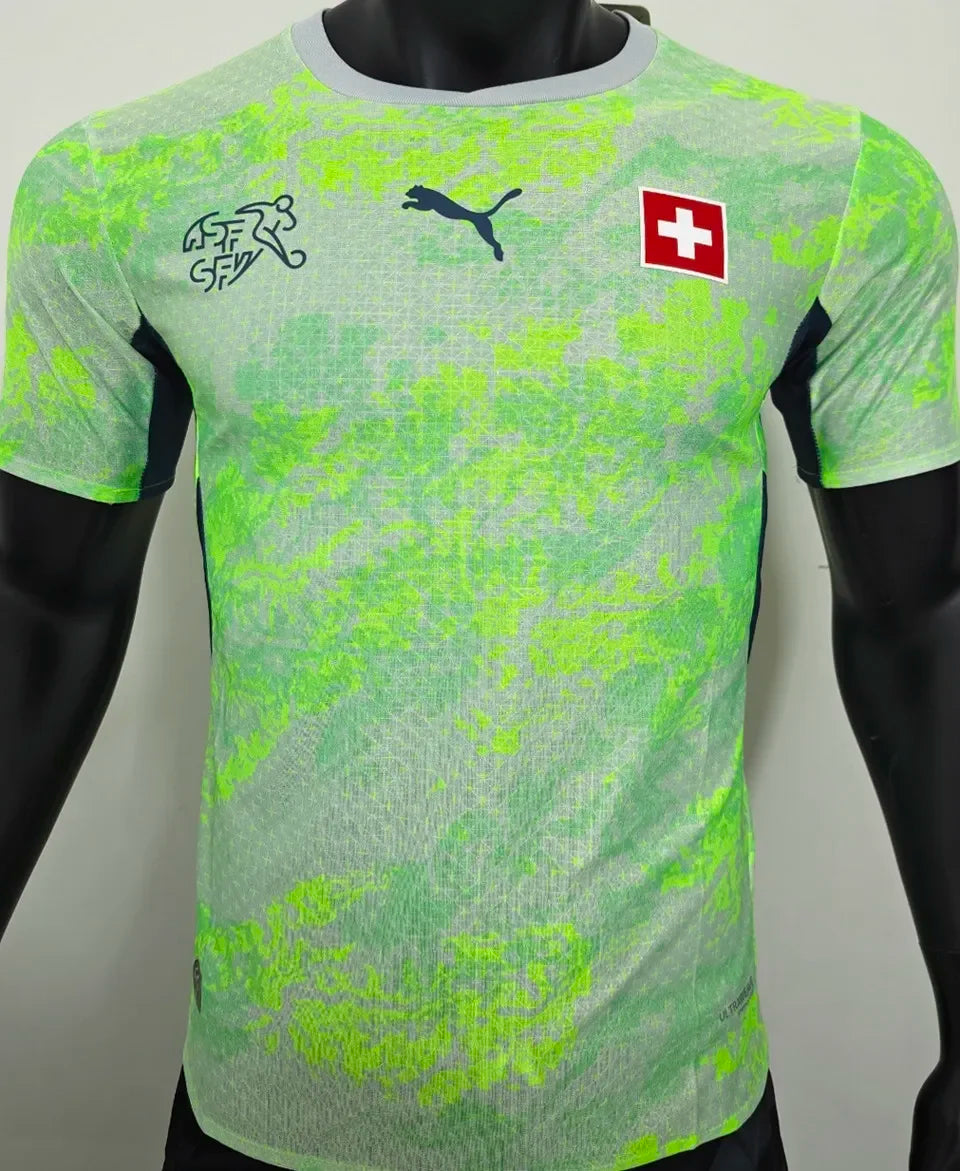 2026/27 Switzerland Away Yellow Player Version Soccer Jersey Detail 1