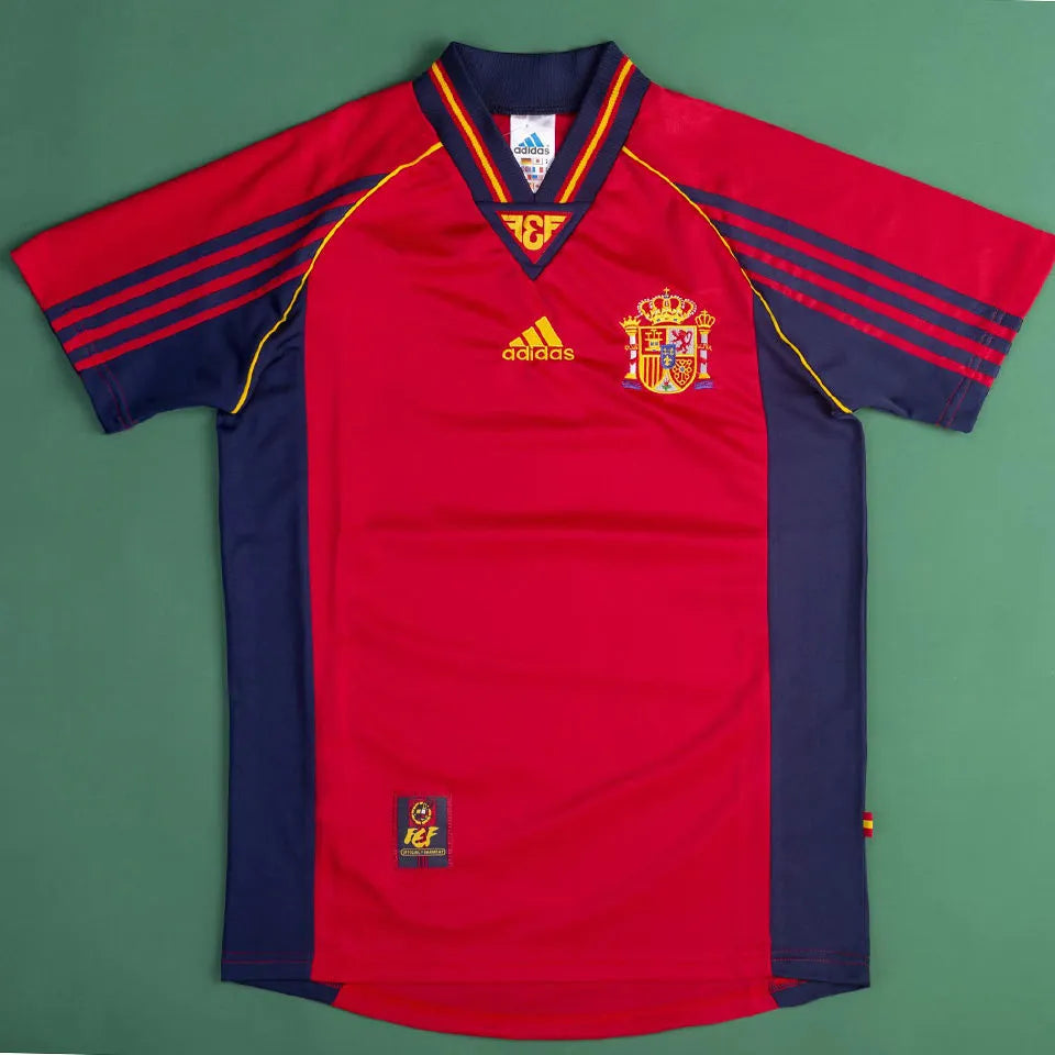 1998 Spain Home Red Retro Soccer Jersey Back
