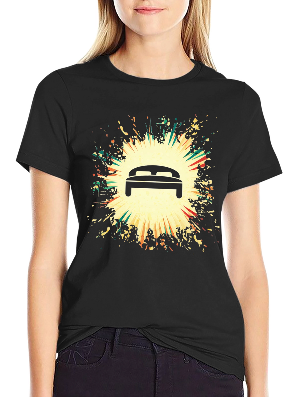 Graphic Bed Print Black T-Shirt