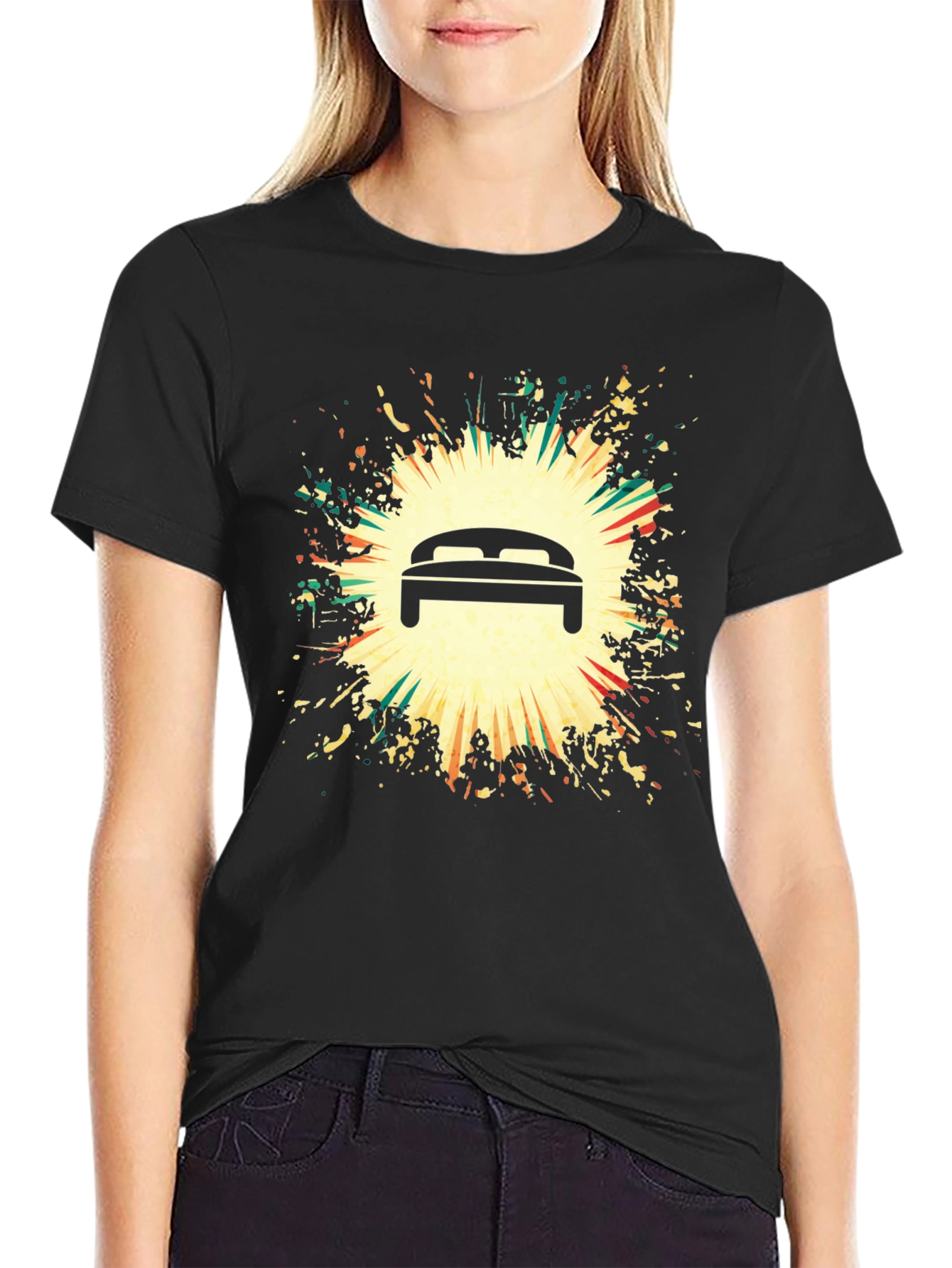 Graphic Bed Print Black T-Shirt