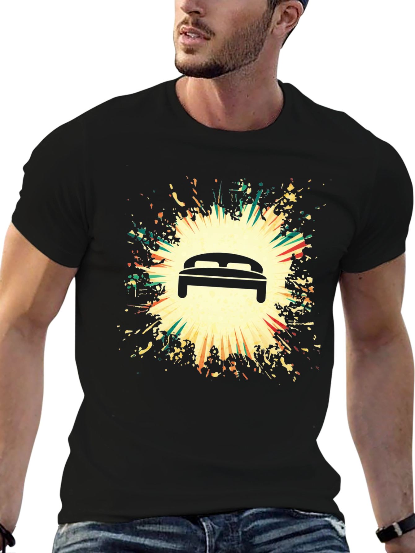 Graphic Bed Print Black T-Shirt