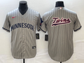Men's Minnesota Twins Gray Alternate Replica Team Logo Jerseys