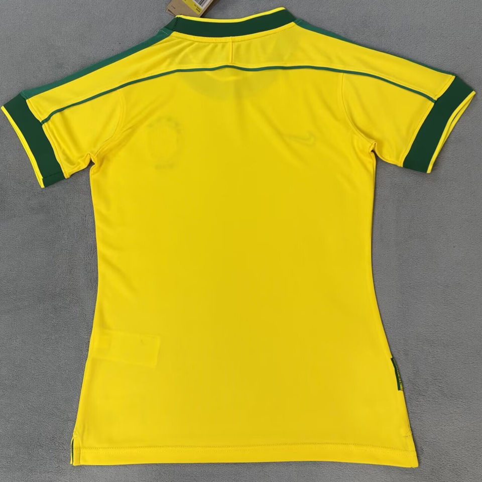 1998 Brazil Home Yellow Retro Women Soccer Jersey 女 Item NO.: 2142832 Back