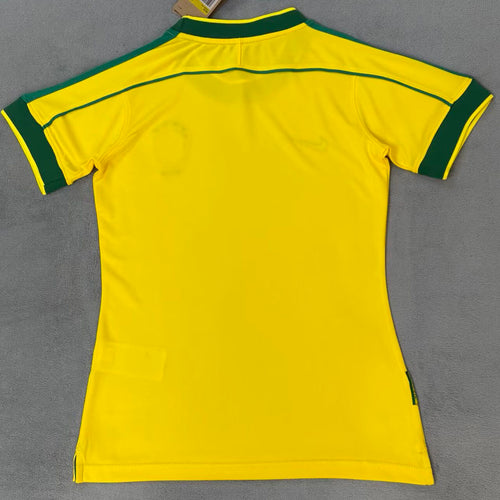 1998 Brazil Home Yellow Retro Women Soccer Jersey 女 Item NO.: 2142832 Back