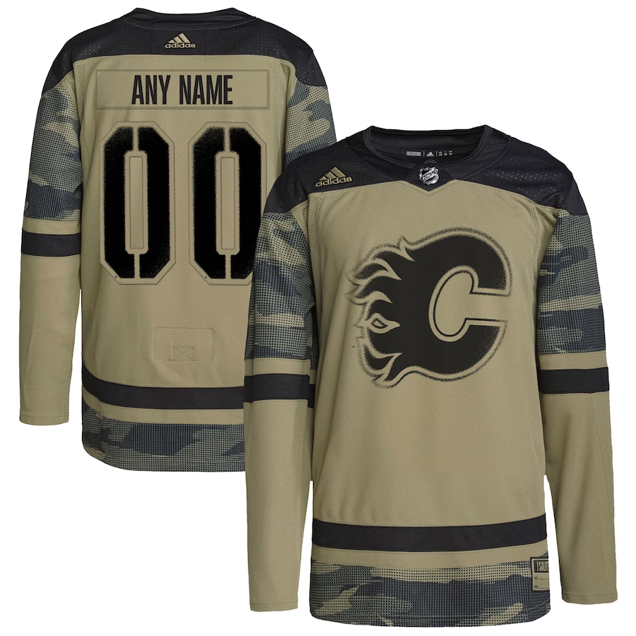 Men's Calgary Flames Camo Military Appreciation Team Authentic Custom Practice Jerseys
