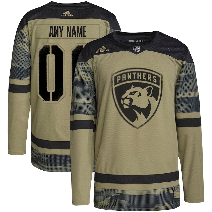 Men's Florida Panthers Camo Military Appreciation Team Authentic Custom Practice Jerseys