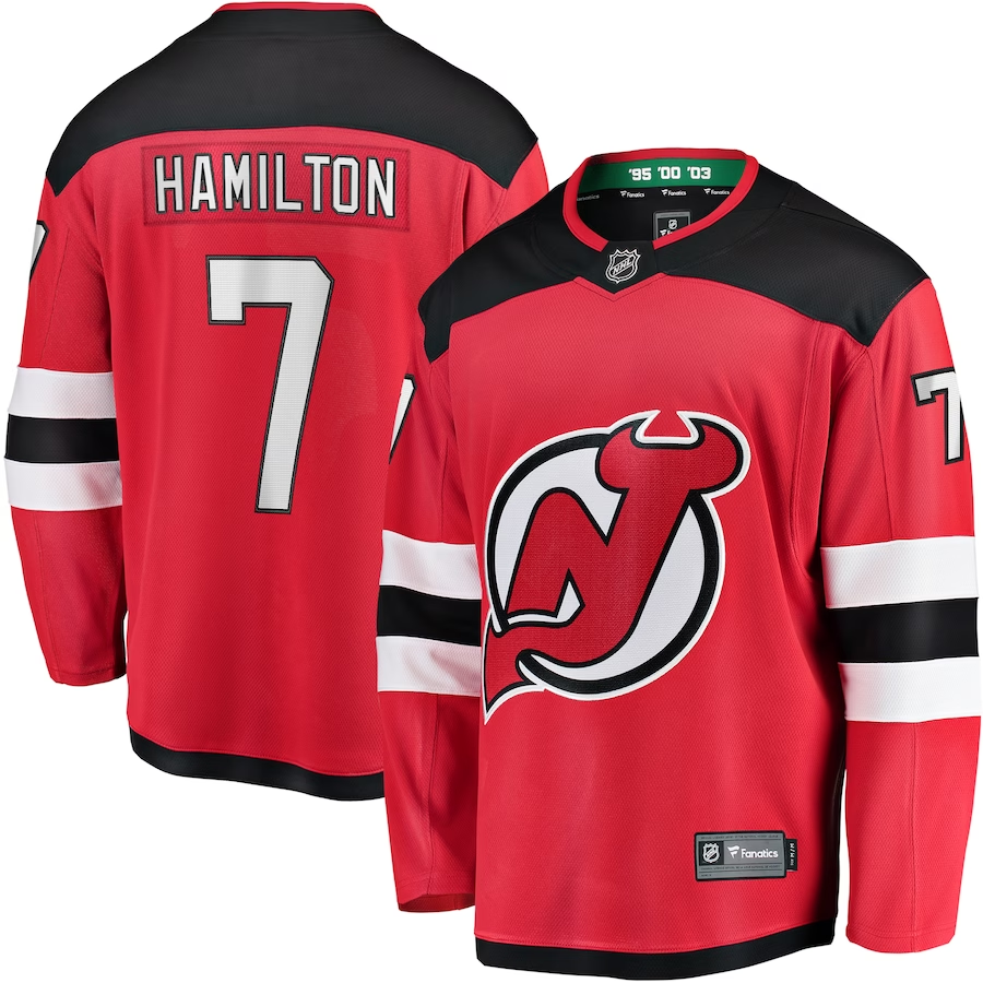 Men's New Jerseys Devils Dougie Hamilton #7 Red Player Game Jerseys