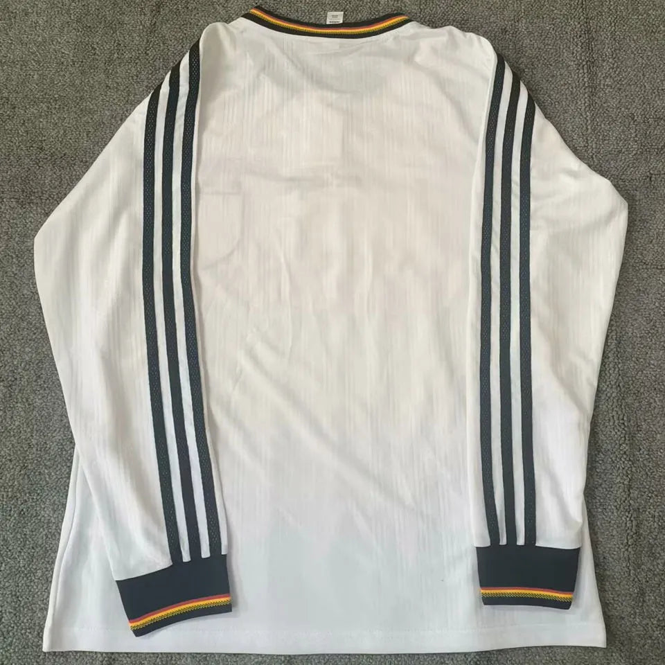 1996 Germany Home White Retro Long Sleeve Soccer Jersey Back