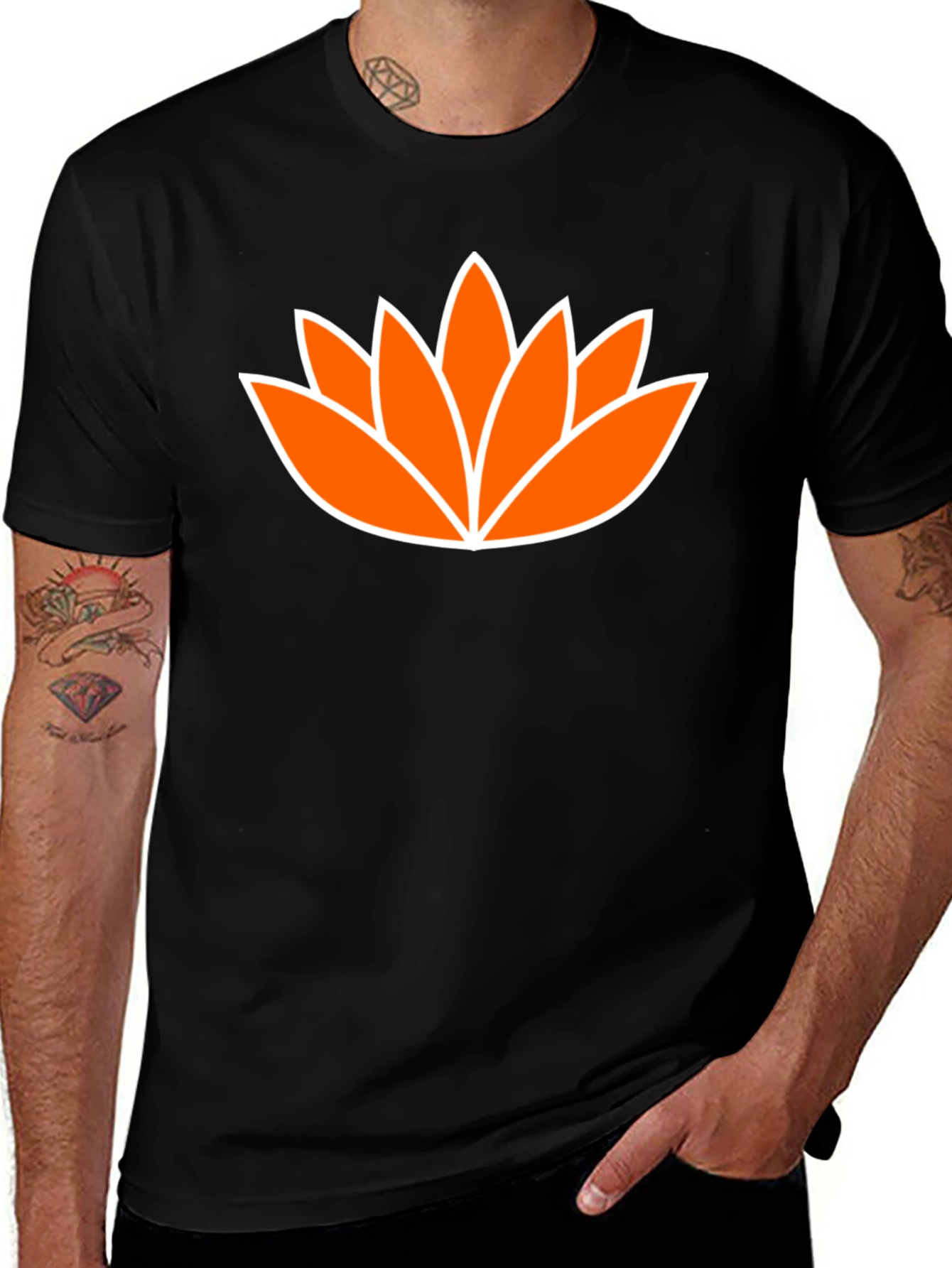 Lotus Flower Graphic Tee - Mens Black T-Shirt