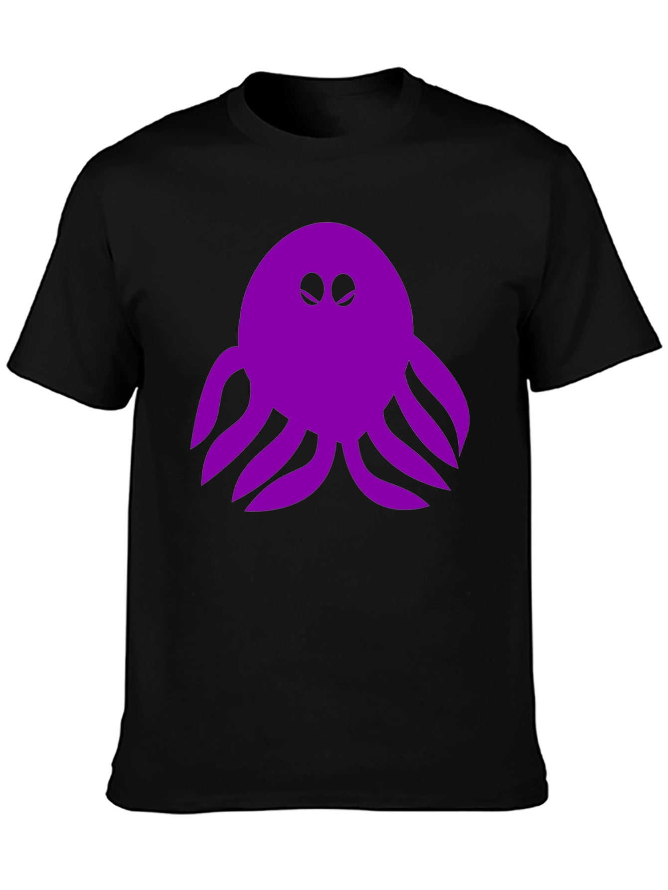 Purple Octopus Graphic Tee - Black Cotton Shirt