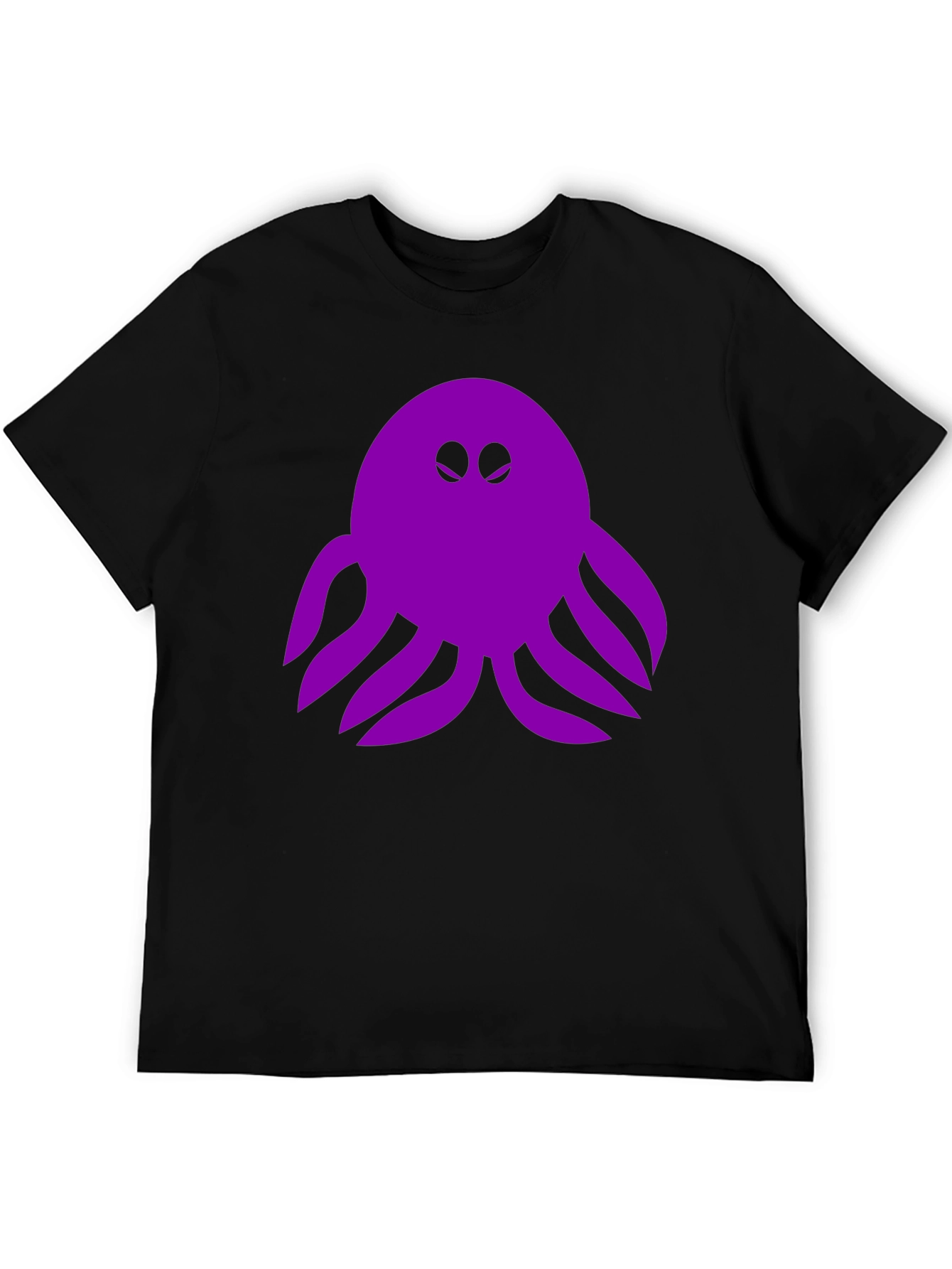 Purple Octopus Graphic Tee - Black Cotton Shirt