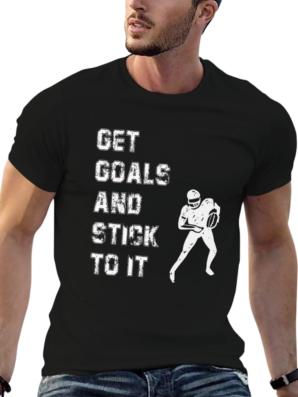 Motivational Football T-Shirt: Get Goals & Stick to It