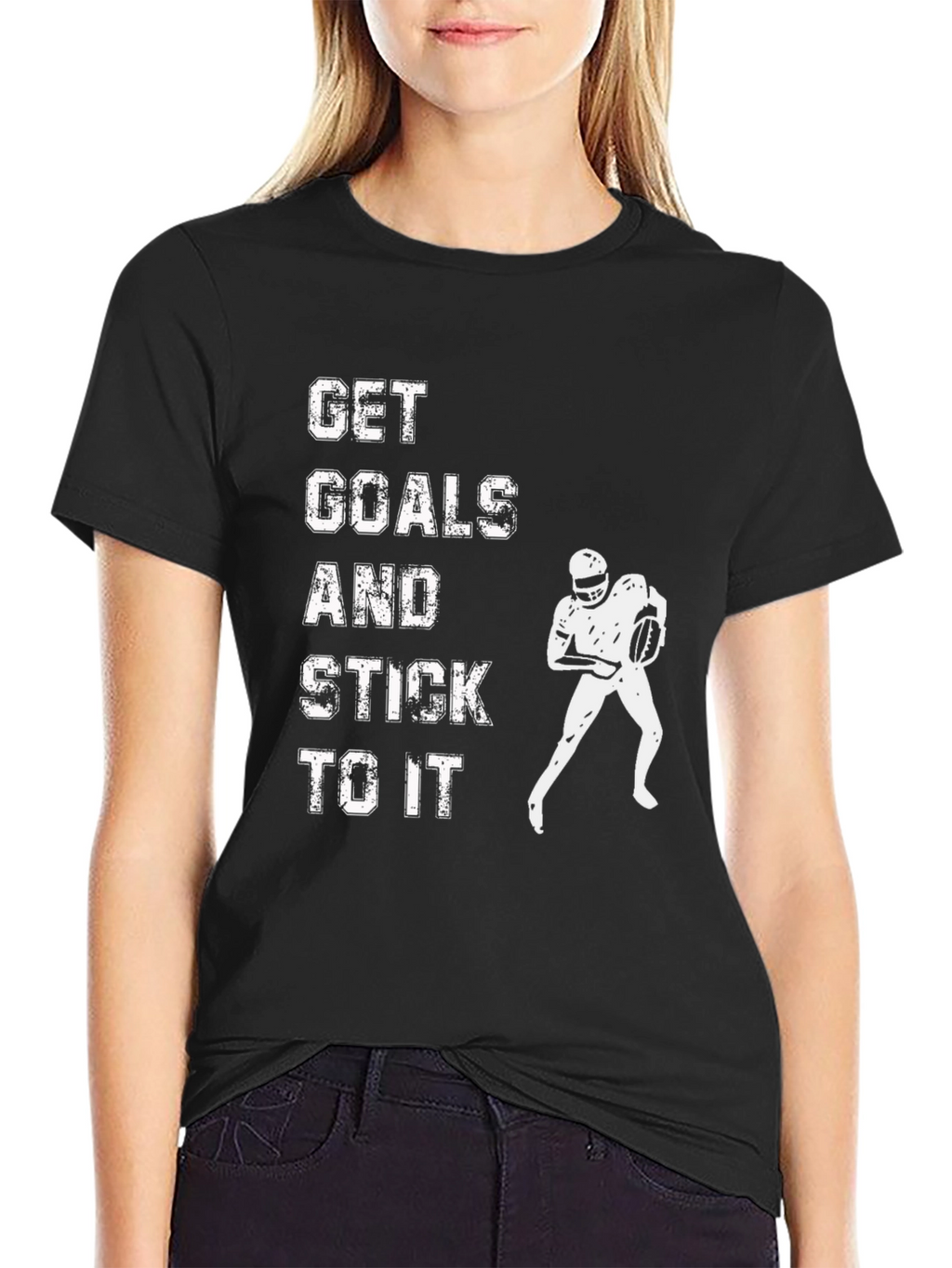 Motivational Football T-Shirt: Get Goals & Stick to It