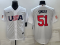 Men's 2023 World Baseball Classic #51 Brady Singer USA White Jerseys